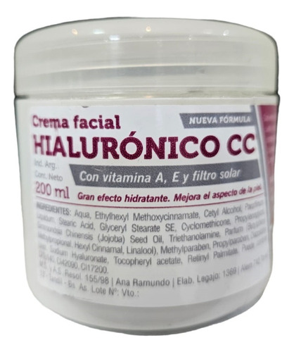 Crema Humectante Hidratante Las Claras Hialuronico 200ml 