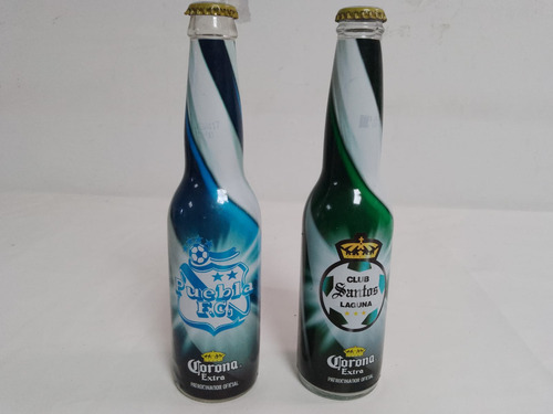 Botella De Colección Corona Liga Mx Santos Laguna Y Puebla (Usado)