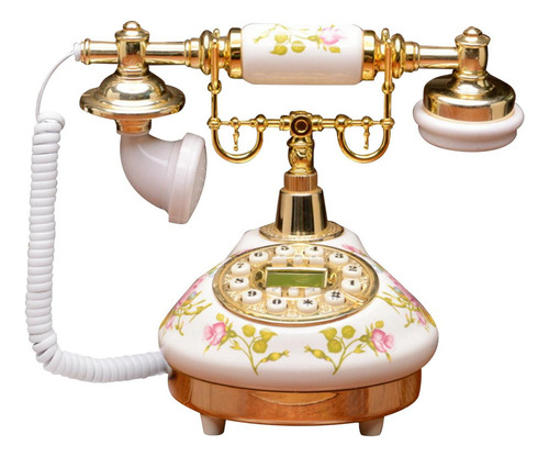. Teléfono Vintage Con Botón Pulsador, Decoración De