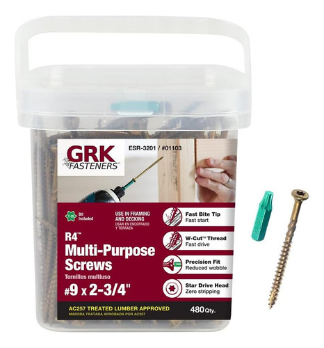 Grk 9 X R4 Parafusos Multiuso 480 Contagem