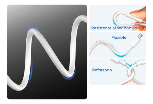 Cable Usb A Micro Usb V8 De 1m Marca 2.4a Cable Carga Rapida Azul