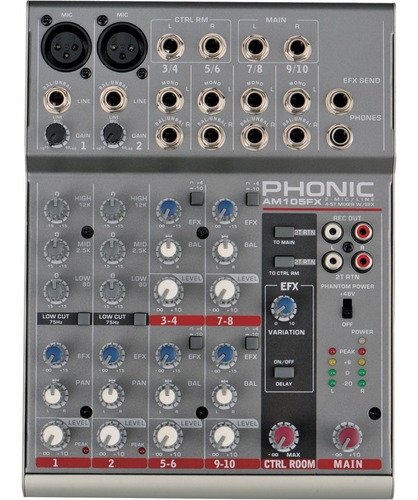 Mixer Phonic Am105fx - 2 Entradas Xlr 4 Line Stereo Efectos