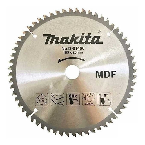 Disco Hoja Sierra Mdf Makita D-61466 185mm 60dt Melamina