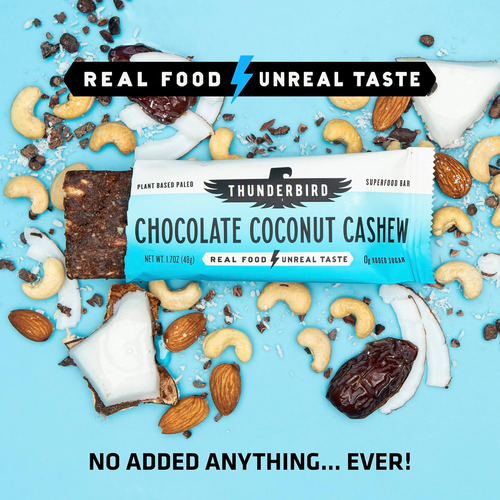 Thunderbird Bars Energy Snack, Sin Gluten Con Proteínas, Com