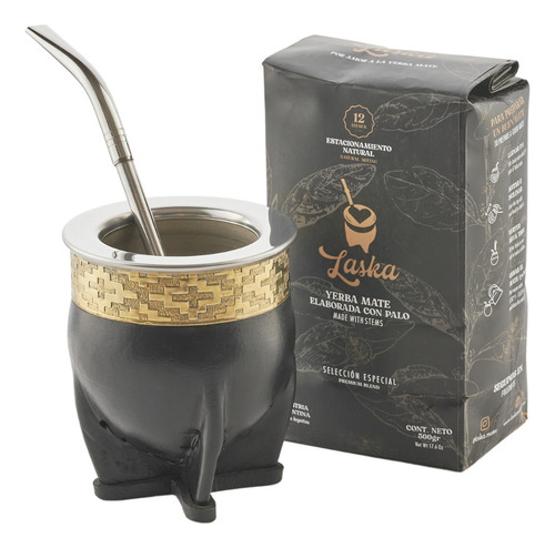 Mate Imperial Acero Inox No Curado + Bombilla Y Yerba Laska