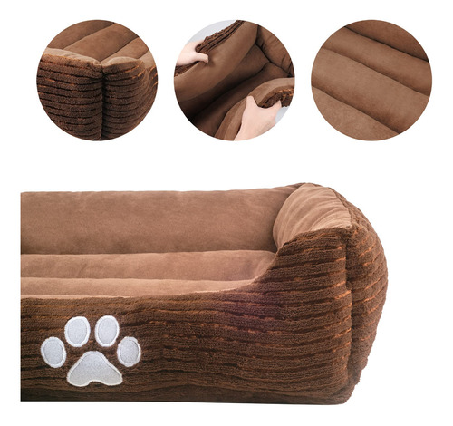 Cama Rectangular Para Perro Mediano Con Huella Bordada Tamañ
