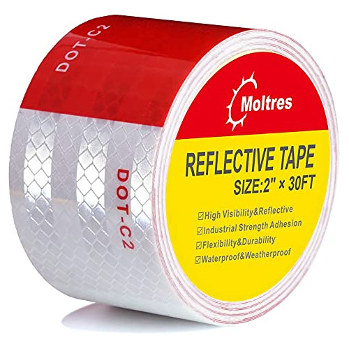 Cinta Reflectante Dot-c2 Impermeable Moltres Rojo Y Blanco