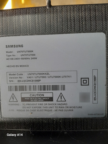 Tarjeta Fuente Samsung Un70tu7000k 