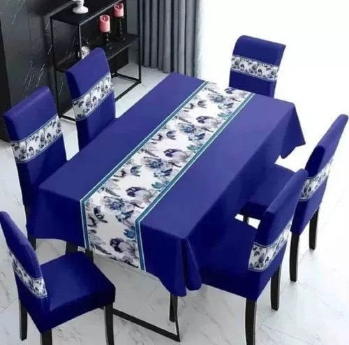 Set Mantel + 6 Fundas Sillas Para Comedor 7 Piezas Elegante