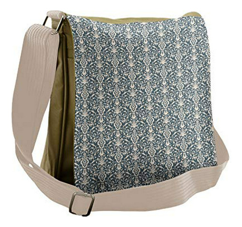 Bolso De Mensajero - Ambesonne Damask Bag, Leaves And Buds, 