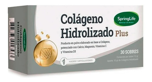 Colageno Hidrolizado Plus Sin Gluten Vitaminas 30 Sobres