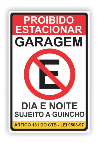 Placa Proibido Estacionar Vertical -  20x30cm