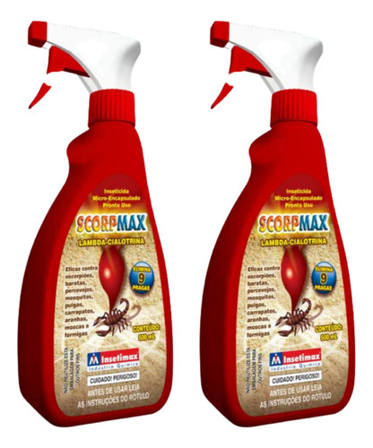 Mata Escorpião Scorpmax Mata E Repele 2x500ml Pronto Uso