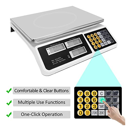 Bscula Peso Comercial Digital 88lb/40kg - Conteo De Alimento