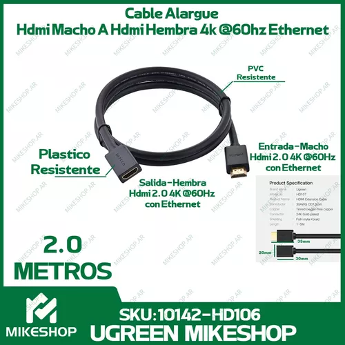  Cable micro hembra HDMI a macho HDMI, Ugreen, de alta