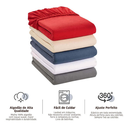 Lençol Virol Cama Casal Malha 100% Algodão Avulso Cor Branco
