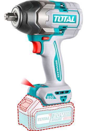 Llave De Impacto Inalambrica Brushless 1/2 PuLG Total 850nm