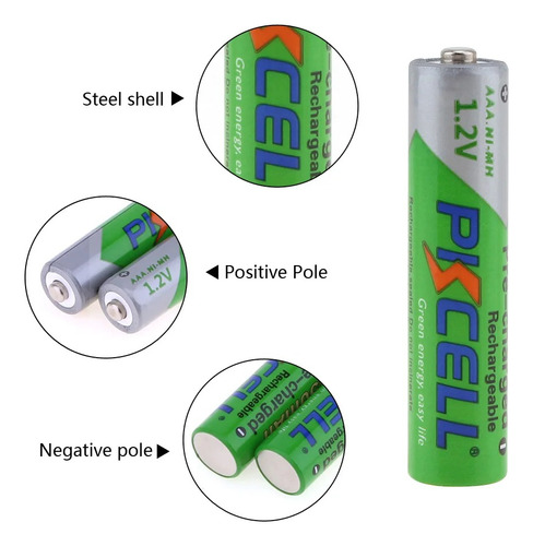 Paquete 8 Pilas Recargables Aaa Baterías Nimh 1000mah Pkcell