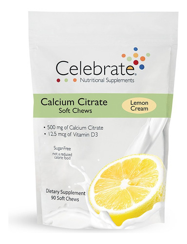 Celebrate Calcio Soft Chew Crema Limon 90 Comp Masticables. Sabor Crema Limón