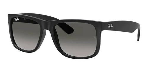 Anteojos de sol Ray-Ban Justin Classic Standard con marco de nailon color matte black, lente grey de policarbonato degradada, varilla matte black de nailon - RB4165