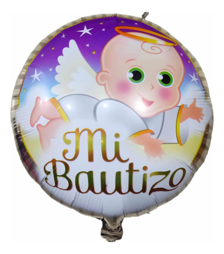 Pack De 50 Globos Metalizados Mi Bautizo 18 Pulgadas