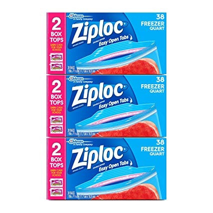 Ziploc Freezer Bags, Quart, 3 Pack, 38ct