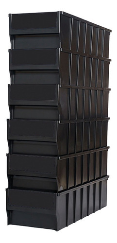 Kit 6 Contenedores Plásticos Negros Multibox 40x16x10cm Caja Color Negro