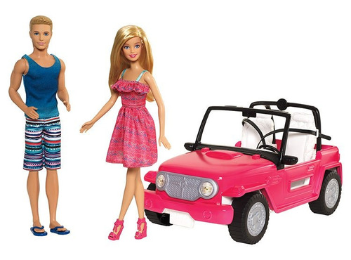 Barbie Set Jeep Auto De Playa Con Barbie Y Ken Beach Cruiser
