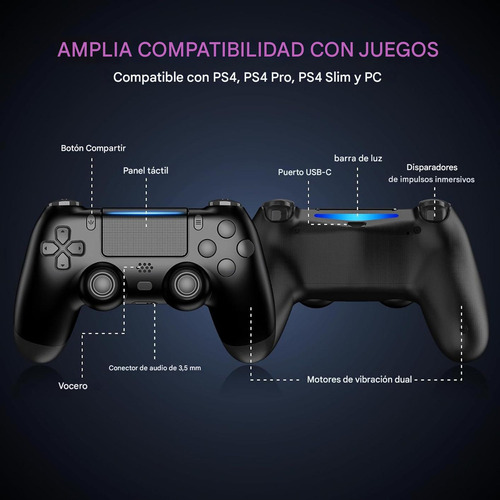 Soporte Cargador De Joystick Para P4 Slim Pro Con Luces Rgb Usb