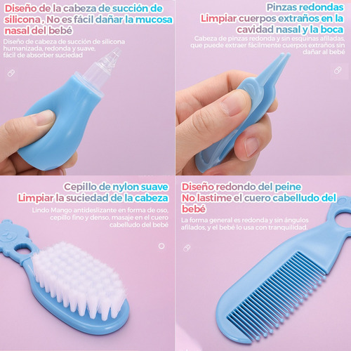 20pcs Kit De Cuidado De Bebe Higiene Termómetros Uñas Rosa