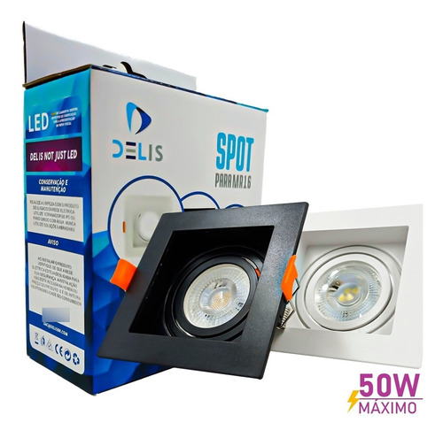 Spot Led Mr16 Embutir C/ Lampada Top Quadrado - Delis