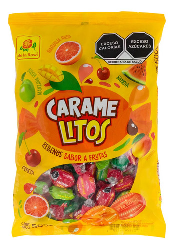 Caramelos Relleno Frutas 800pz De La Rosa