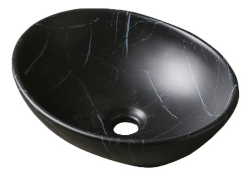 Bacha De Baño Negra Marmolada Mate Oval 41x33x14cm Color Negro