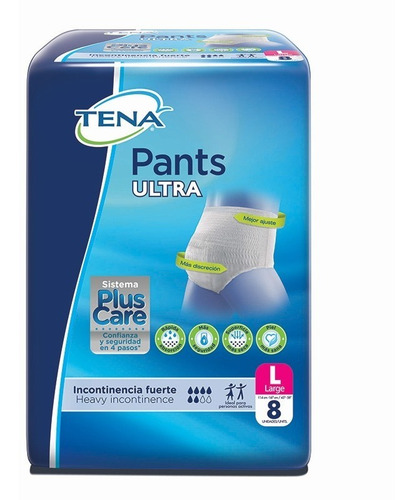 Imagen 1 de 1 de 3un Tena Pants Ultra L Ropa Interior Incont Fuerte X 8 U