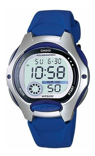 Reloj Mujer Casio Lw-200-2a Azul Digital / Color del bisel Plateado Color del fondo Gris