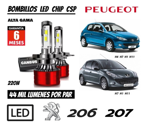 Bombillo Led Chip Csp 44 Mil Lumenes 220w Peugeot 206 207