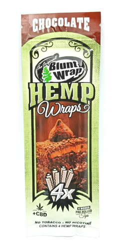 Blunt Wrap Cbd Hemp Sabor Chocolate X 4 Unds