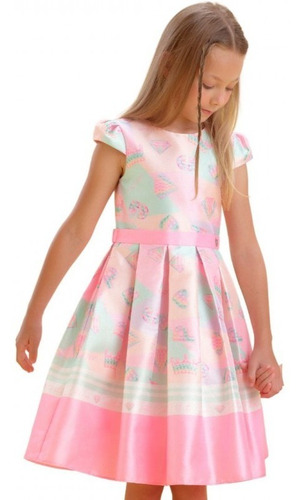Imagem 2 de 3 de Vestido De Festa Infantil Rosa Petit Cherie Pop Pc 21094