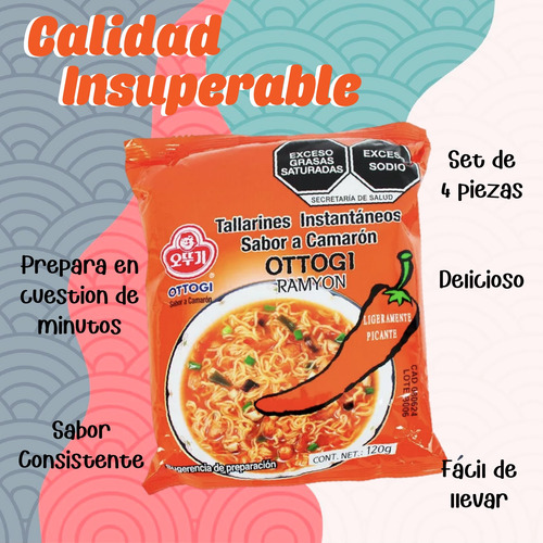 Ramen Fideo Instantaneo X 4 Pcs Ottogi Ramyon Coreano 120g