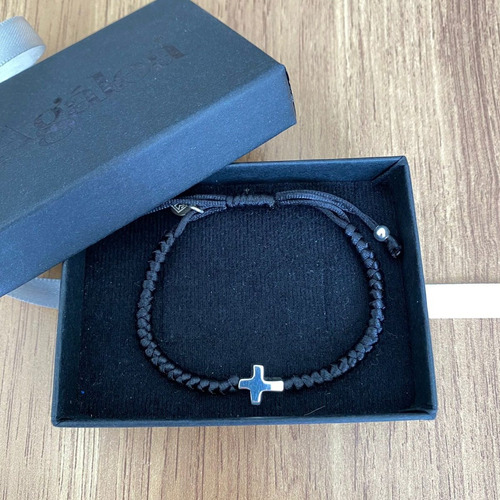Imagen 9 de 10 de Pulsera Tejida Artesanal Dije De Cruz De Plata 925 Agálea