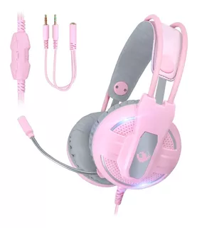 Diadema Gamer Ps4 Xbox One S Pc Lap 3.5mm 7.1 Canales Pink