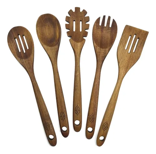 Juego De 5 Cucharas De Madera Harry Potter - Decoración Cocina, Bambú, Regalo Para Fans De HP