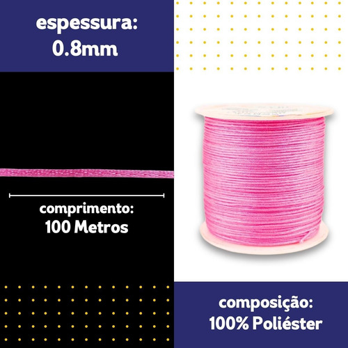Fio De Seda - Cordão Rabo De Rato 0.8mm- Varias Cores - Nybc Cor Rosa Chiclete-140