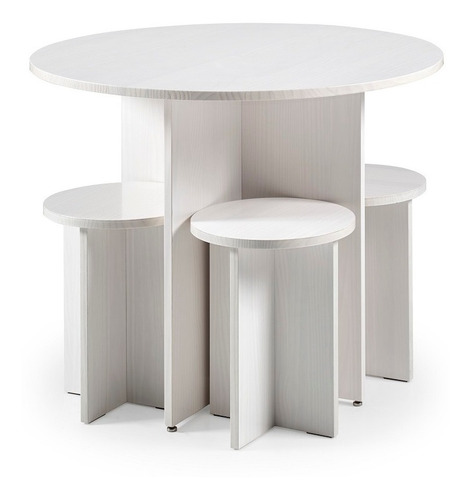 Móvel De Cozinha Sala De Estar Mesa De 90cm Com 4 Banquetas Branco