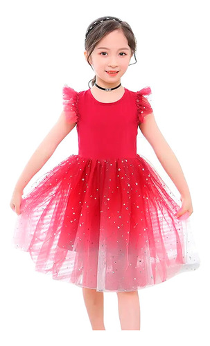 Vestido Infantil Menina Festa Estrela Galáxia Glamour Vermel