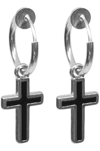2 Aros Argolla A Presion Con Cruz Piercing Falso Para Oreja
