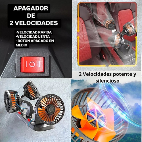 360 Grados Triple Ventilador Para Auto Carro Coche 12-24v