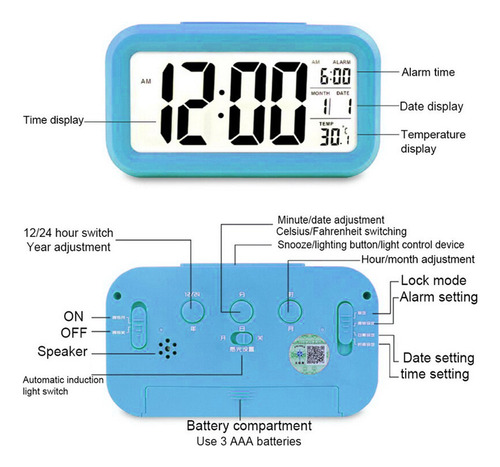 Reloj Despertador Inteligente Con Fecha Y Temperatura Botón