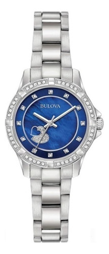 Relógio Bulova 96l238l Visor Azul Perola, Cristais Swarovski Cor da correia Prata Cor do bisel Prata Com Swarovski