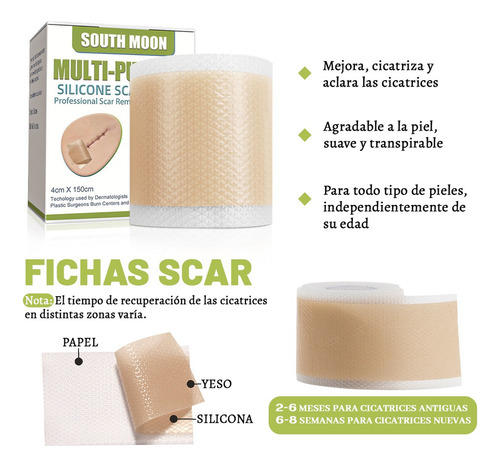 2pcs Silicona Scar Sheets Parche Para Eliminación Cicatrices